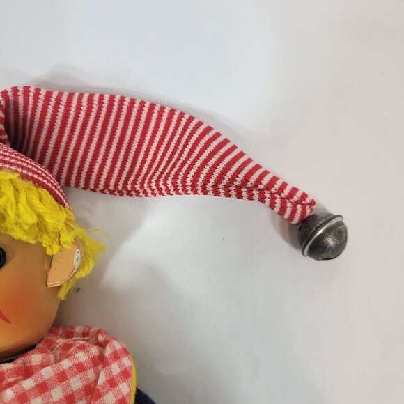 Vintage Pinocchio Puppet Hand Painted Wooden Face Yellow Hair Fabric Body - Picture 5 of 10